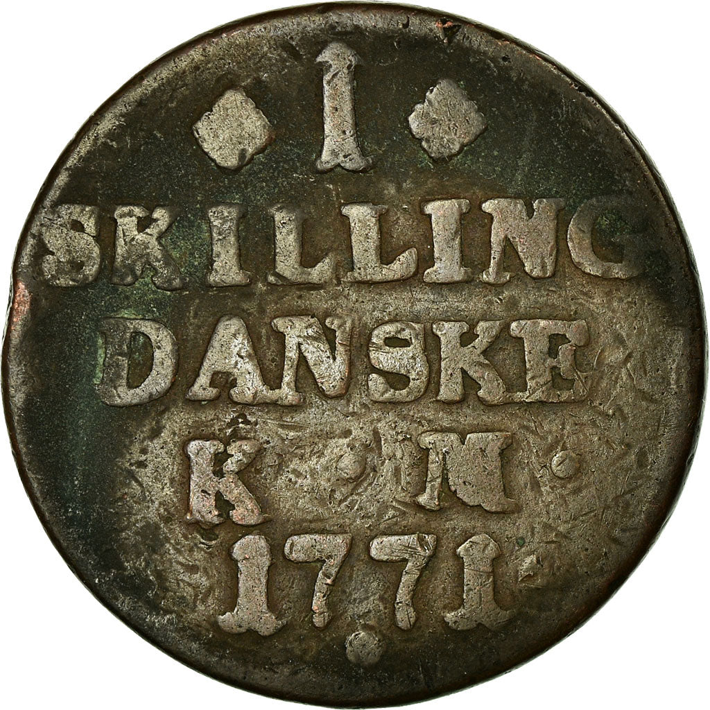Münze, Dänemark, Christian VII, Skilling, 1771, Copenhagen, S+, Kupfer