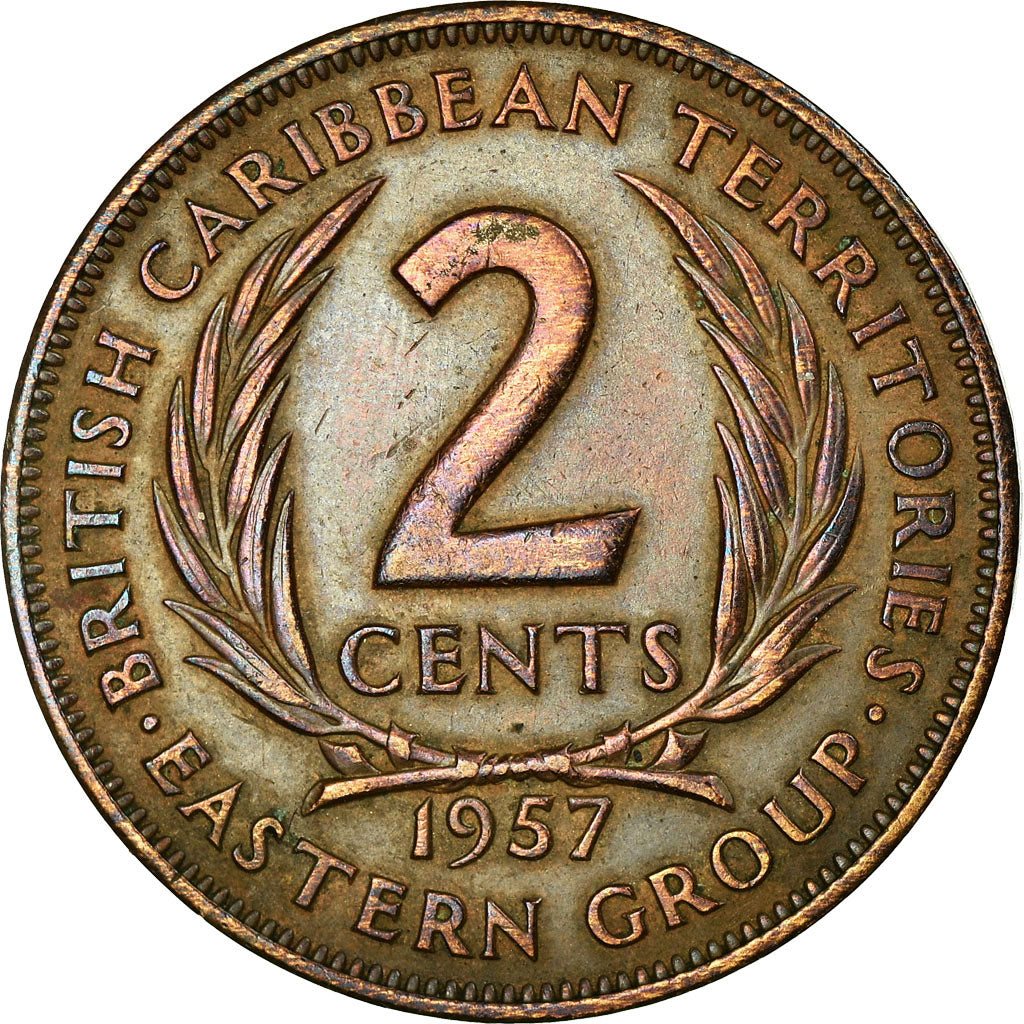 Monnaie, Etats des caraibes orientales, Elizabeth II, 2 Cents, 1957, TTB