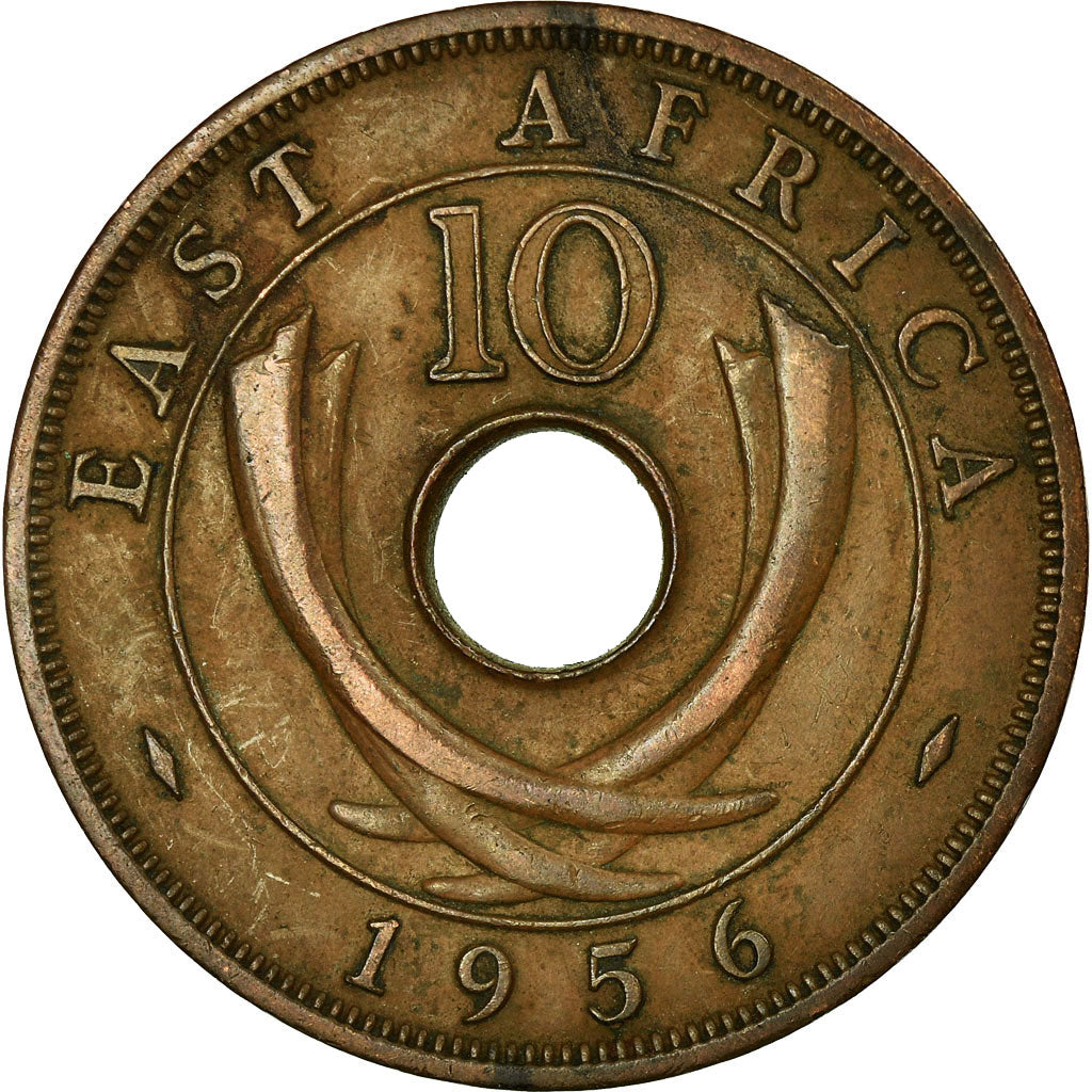 Coin, EAST AFRICA, Elizabeth II, 10 Cents, 1956, EF(40-45), Bronze, KM:38