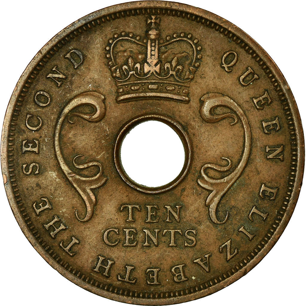 Coin, EAST AFRICA, Elizabeth II, 10 Cents, 1956, EF(40-45), Bronze, KM:38