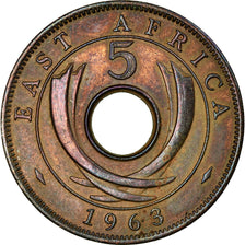 Coin, EAST AFRICA, Elizabeth II, 5 Cents, 1963, EF(40-45), Bronze, KM:37