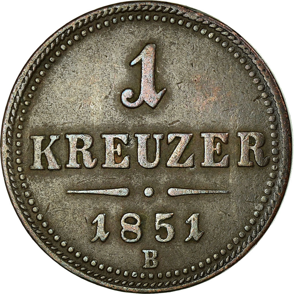 Moneta, Austria, Franz Joseph I, Kreuzer, 1851, BB, Rame, KM:2185