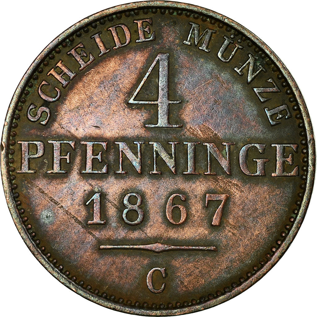 Coin, German States, PRUSSIA, Wilhelm I, 4 Pfennig, 1867, Frankfurt, EF(40-45)
