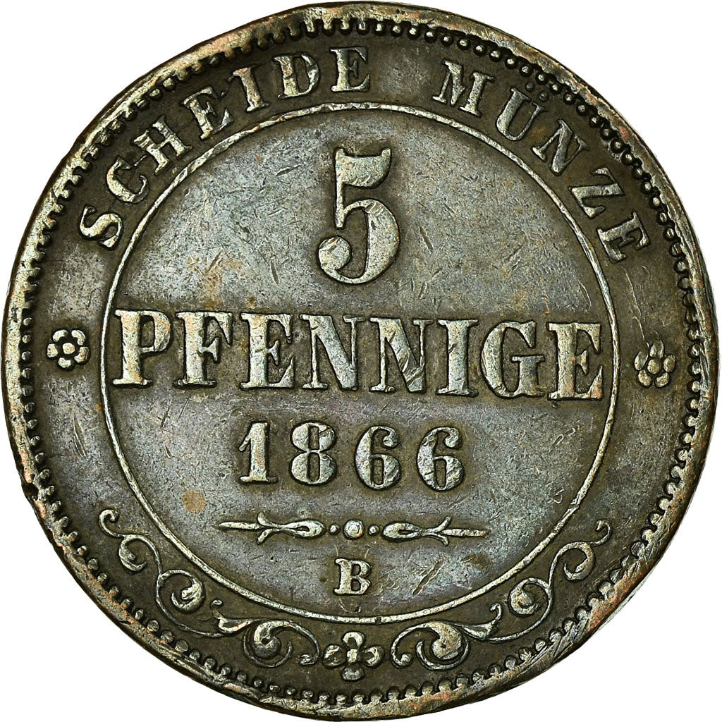 Coin, German States, PRUSSIA, Wilhelm I, 1/2 Neu-Groschen, 5 Pfennig, 1866