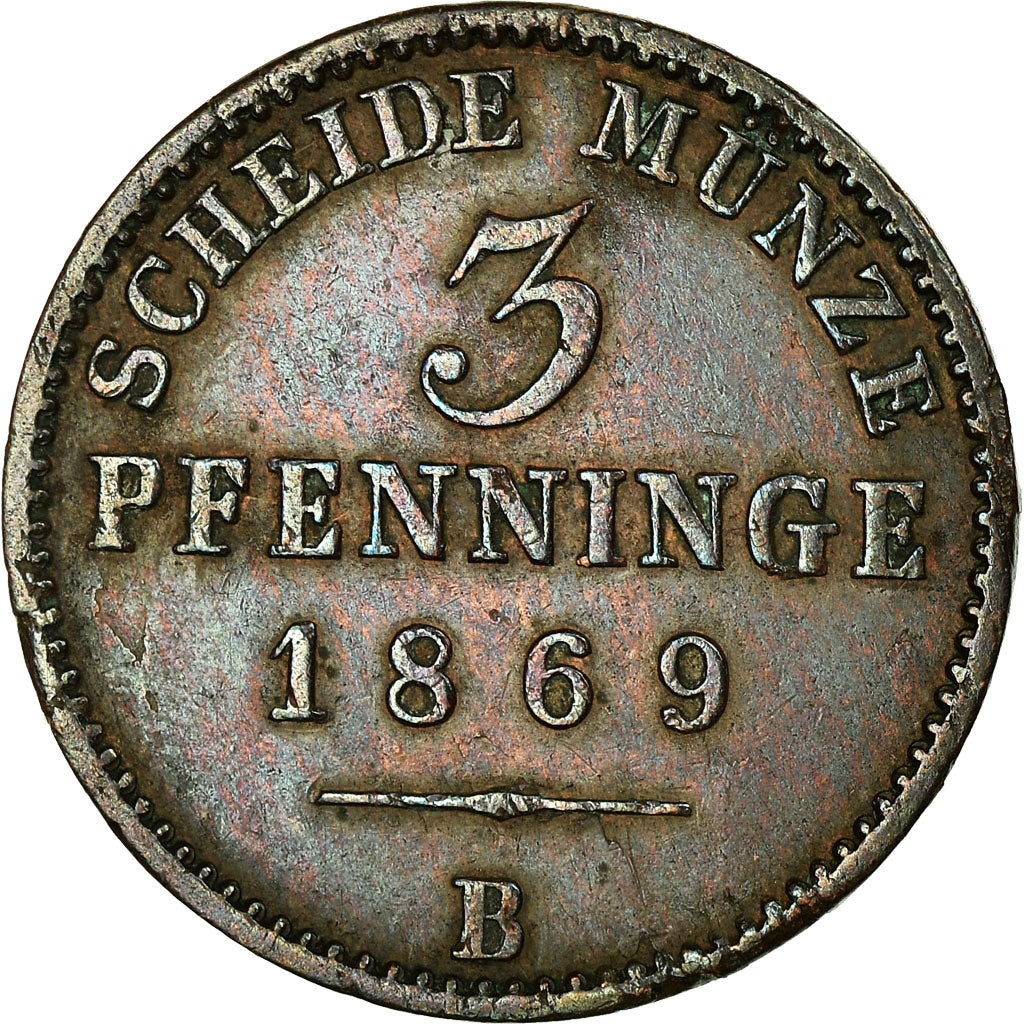 Coin, German States, PRUSSIA, Wilhelm I, 3 Pfennig, 1869, Hannover, EF(40-45)