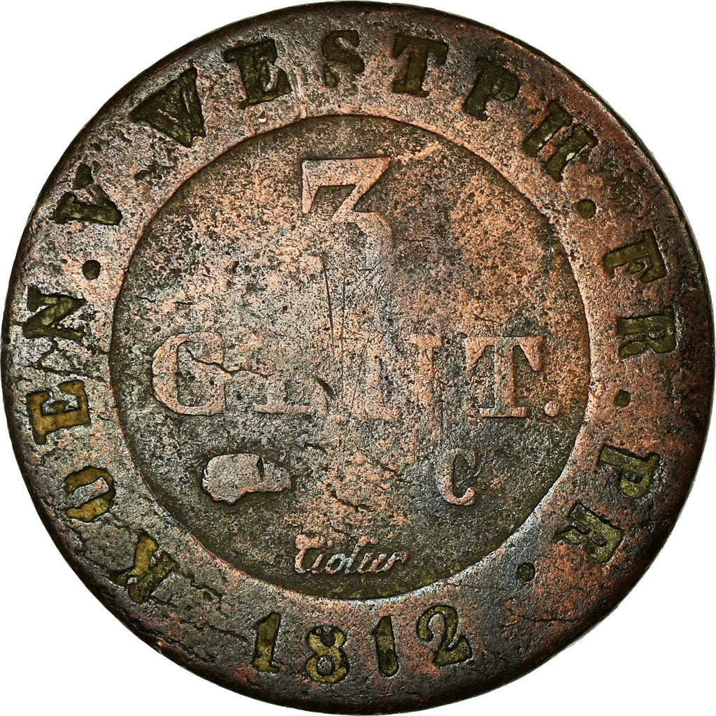 Coin, German States, WESTPHALIA, Jerome, 3 Centimes, 1812, Frankfurt, VG(8-10)