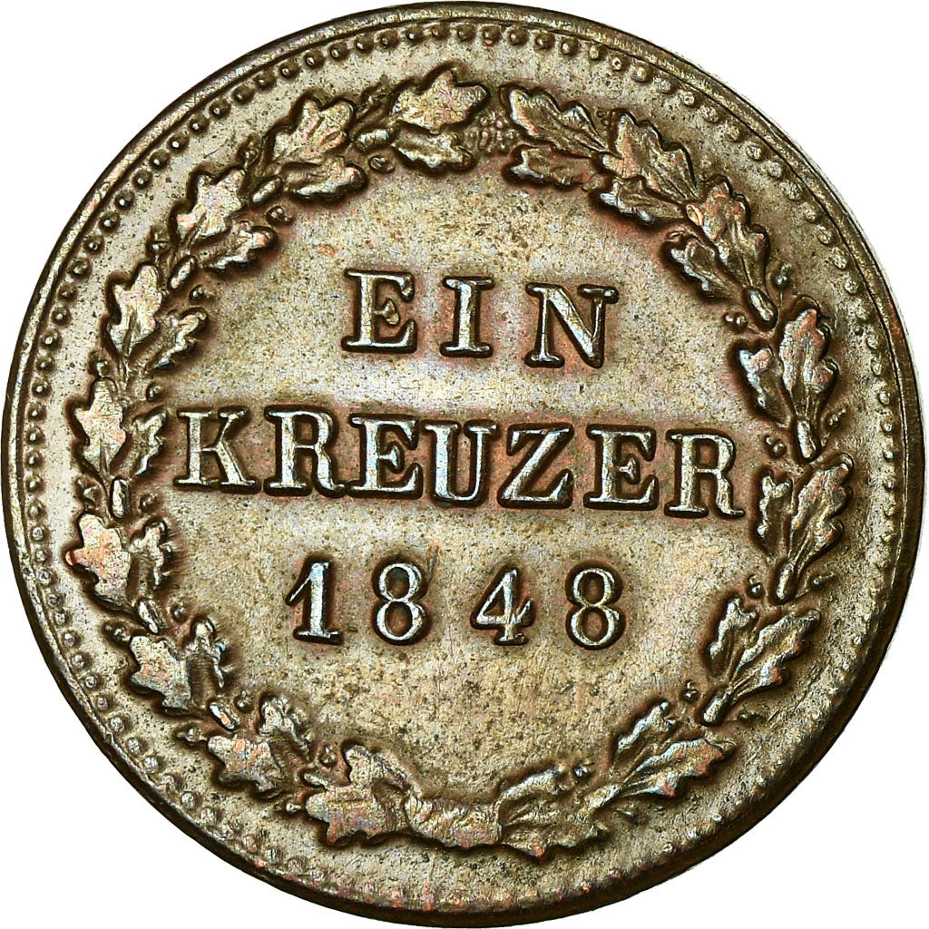 Coin, German States, NASSAU, Adolph, Kreuzer, 1848, Wiesbaden, EF(40-45)