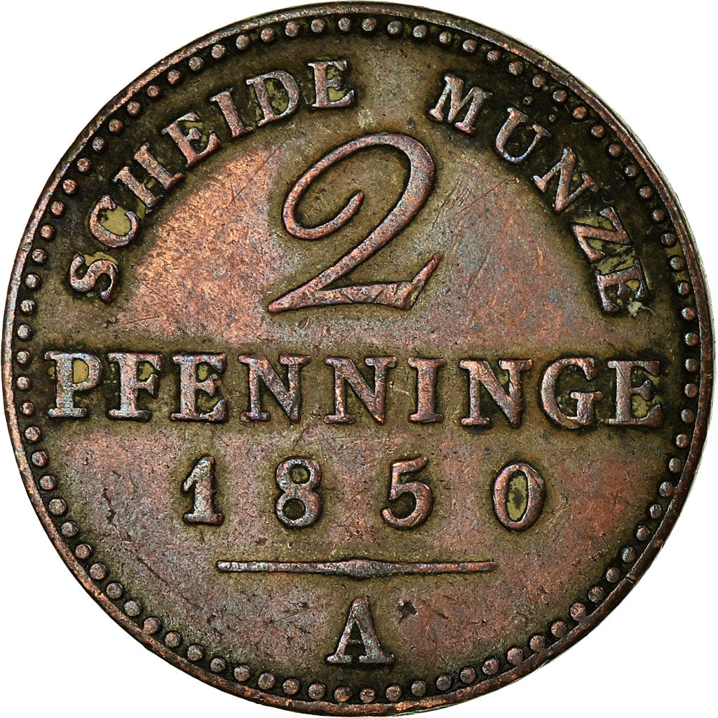 Coin, German States, PRUSSIA, Friedrich Wilhelm IV, 2 Pfennig, 1850, Berlin