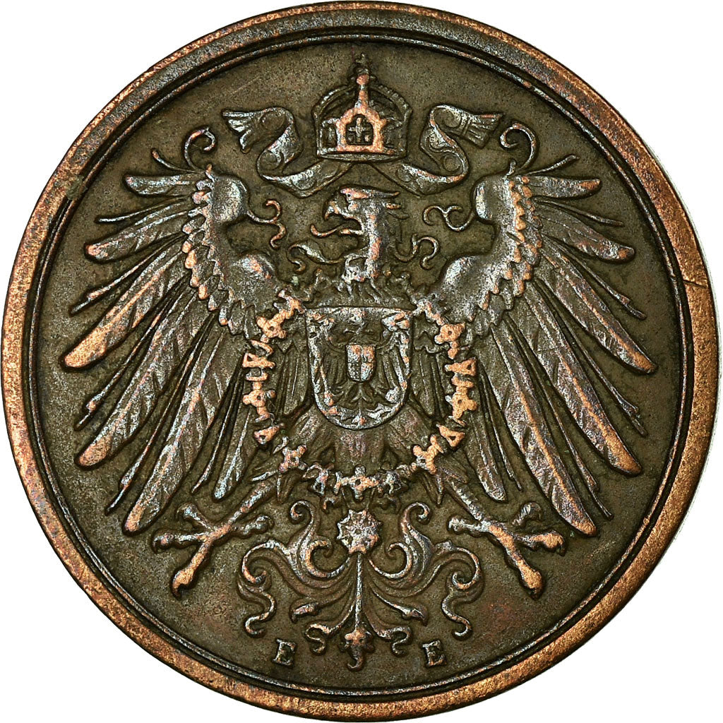 Coin, GERMANY - EMPIRE, Wilhelm II, 2 Pfennig, 1912, Muldenhütten, VF(30-35)
