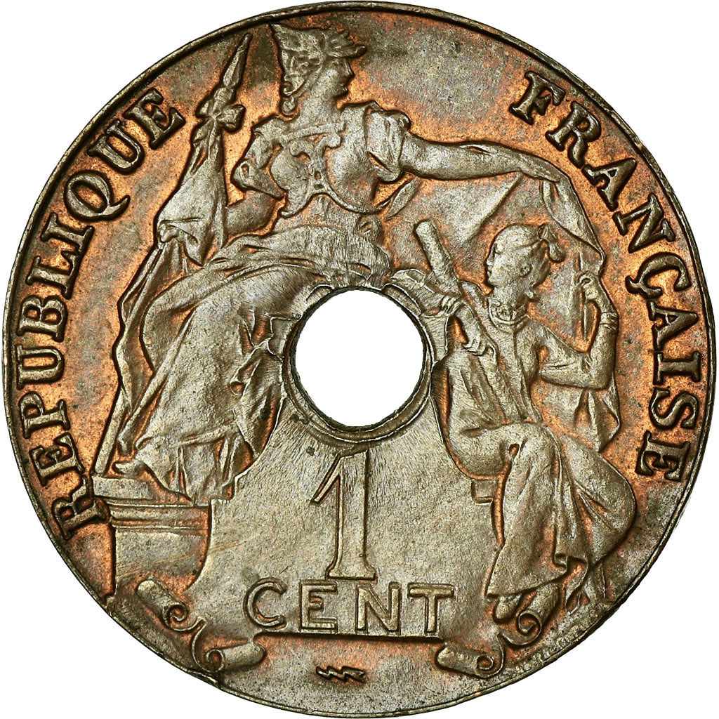 Moneta, INDOCINA FRANCESE, Cent, 1923, Poissy, MB+, Bronzo, KM:12.3