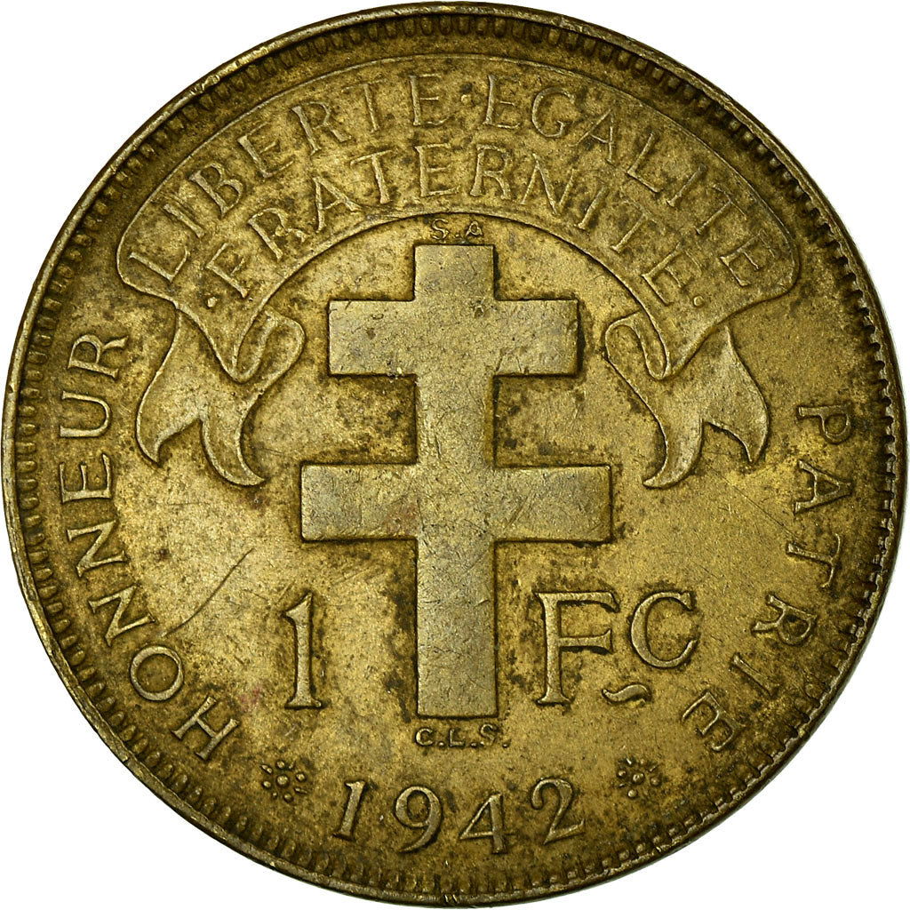 Münze, Französisch-Äquatorialafrika, Franc, 1942, Pretoria, S+, Messing, KM:2