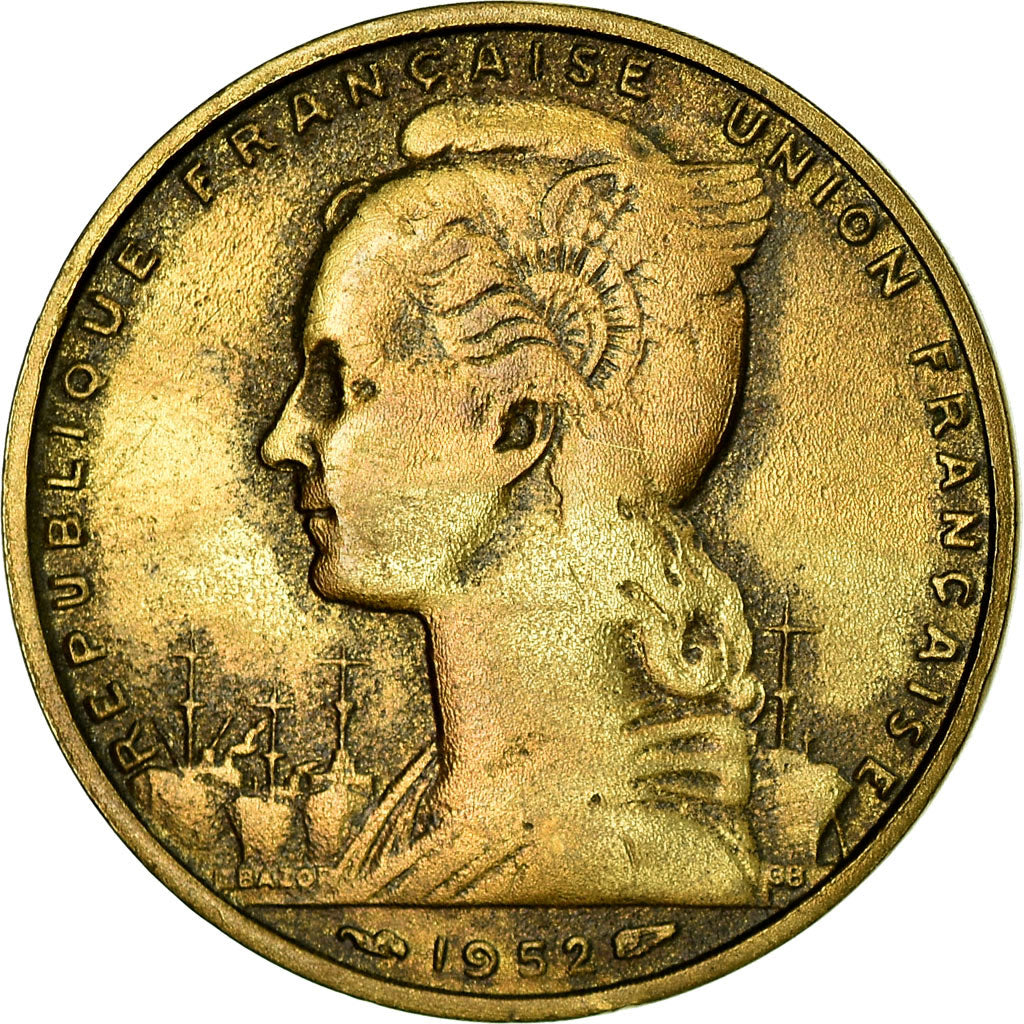 Coin, French Somaliland, 20 Francs, 1952, Paris, VF(20-25), Aluminum-Bronze