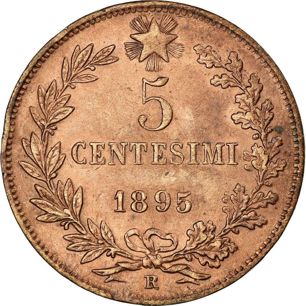 Coin, Italy, Umberto I, 5 Centesimi, 1895, Rome, EF(40-45), Copper, KM:31