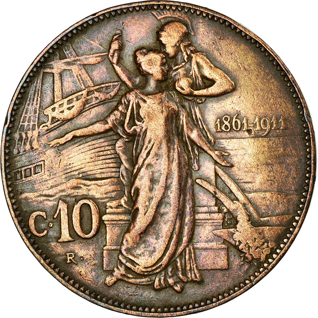 Coin, Italy, Vittorio Emanuele III, 10 Centesimi, 1911, Rome, VF(30-35), Bronze