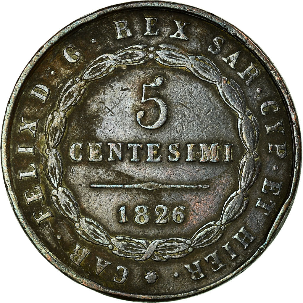 Coin, ITALIAN STATES, SARDINIA, Carlo Felice, 5 Centesimi, 1826, Torino