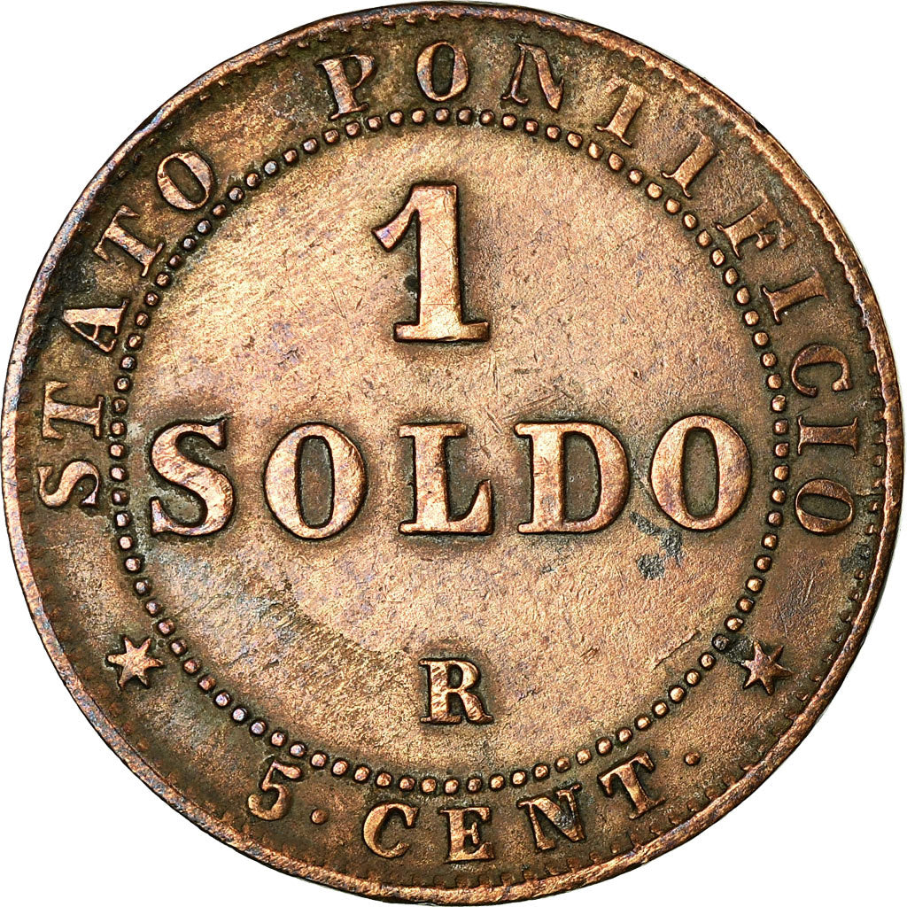 Coin, ITALIAN STATES, PAPAL STATES, Pius IX, Soldo, 5 Centesimi, 1867, Roma