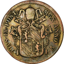 Münze, Italien Staaten, PAPAL STATES, Pius IX, Baiocco, 1851, Roma, S+, Kupfer