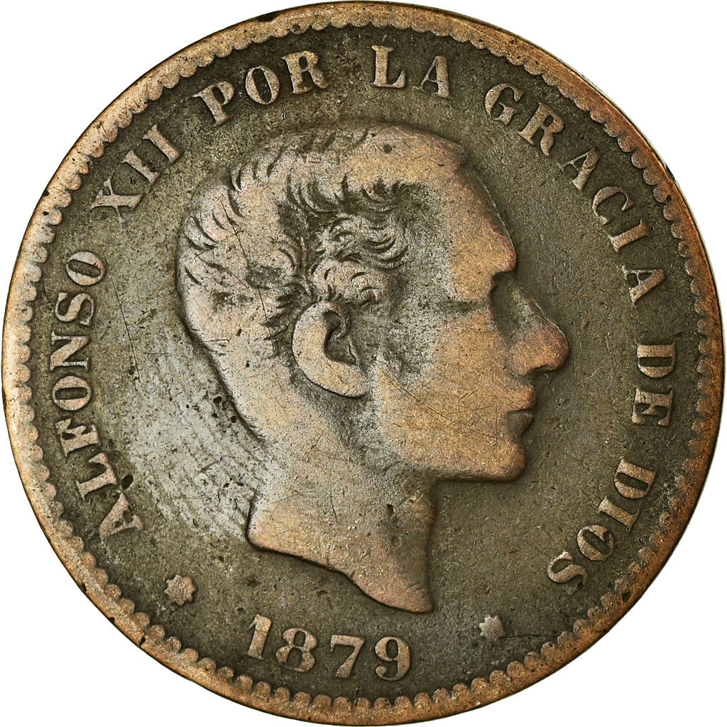 Coin, Spain, Alfonso XII, 5 Centimos, 1879, Madrid, VF(30-35), Bronze, KM:674