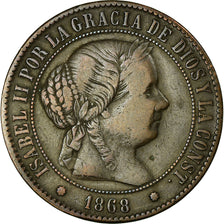 Coin, Spain, Isabel II, 10 Centimos, 1868, Madrid, VF(30-35), Silver, KM:627.1