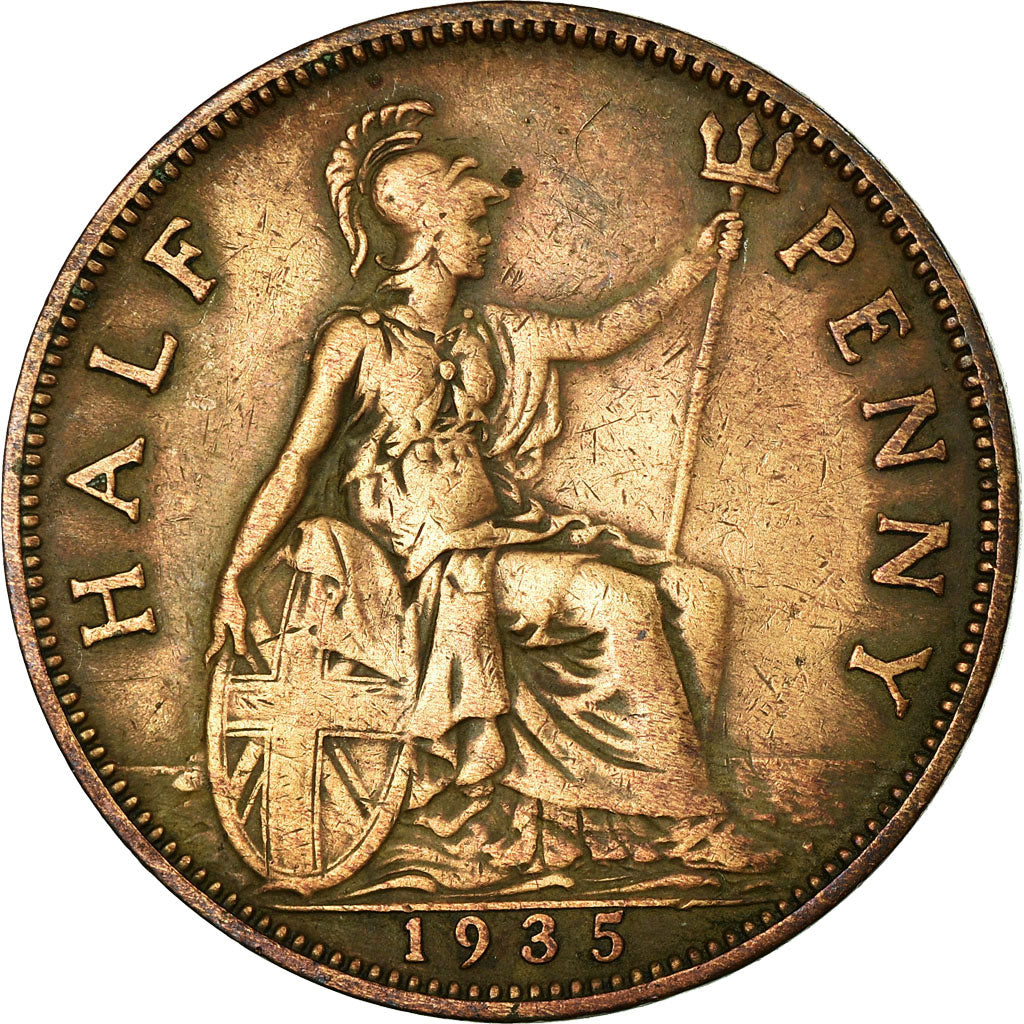 Munten, Groot Bretagne, George V, 1/2 Penny, 1935, FR+, Bronze, KM:837
