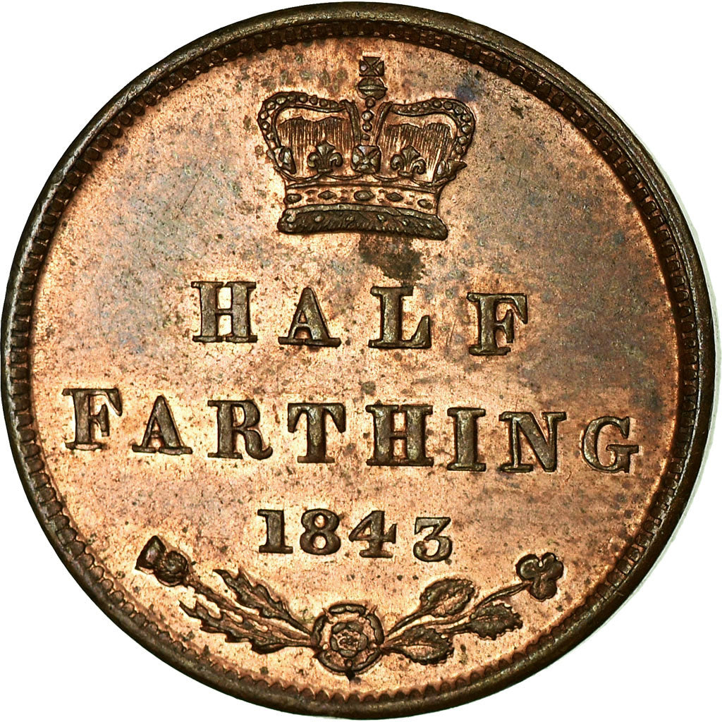 Coin, Great Britain, Victoria, 1/2 Farthing, 1843, EF(40-45), Copper, KM:738
