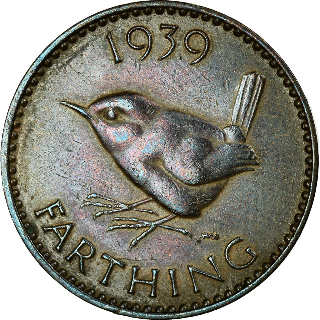 Moneta, Gran Bretagna, George VI, Farthing, 1939, BB, Bronzo, KM:843
