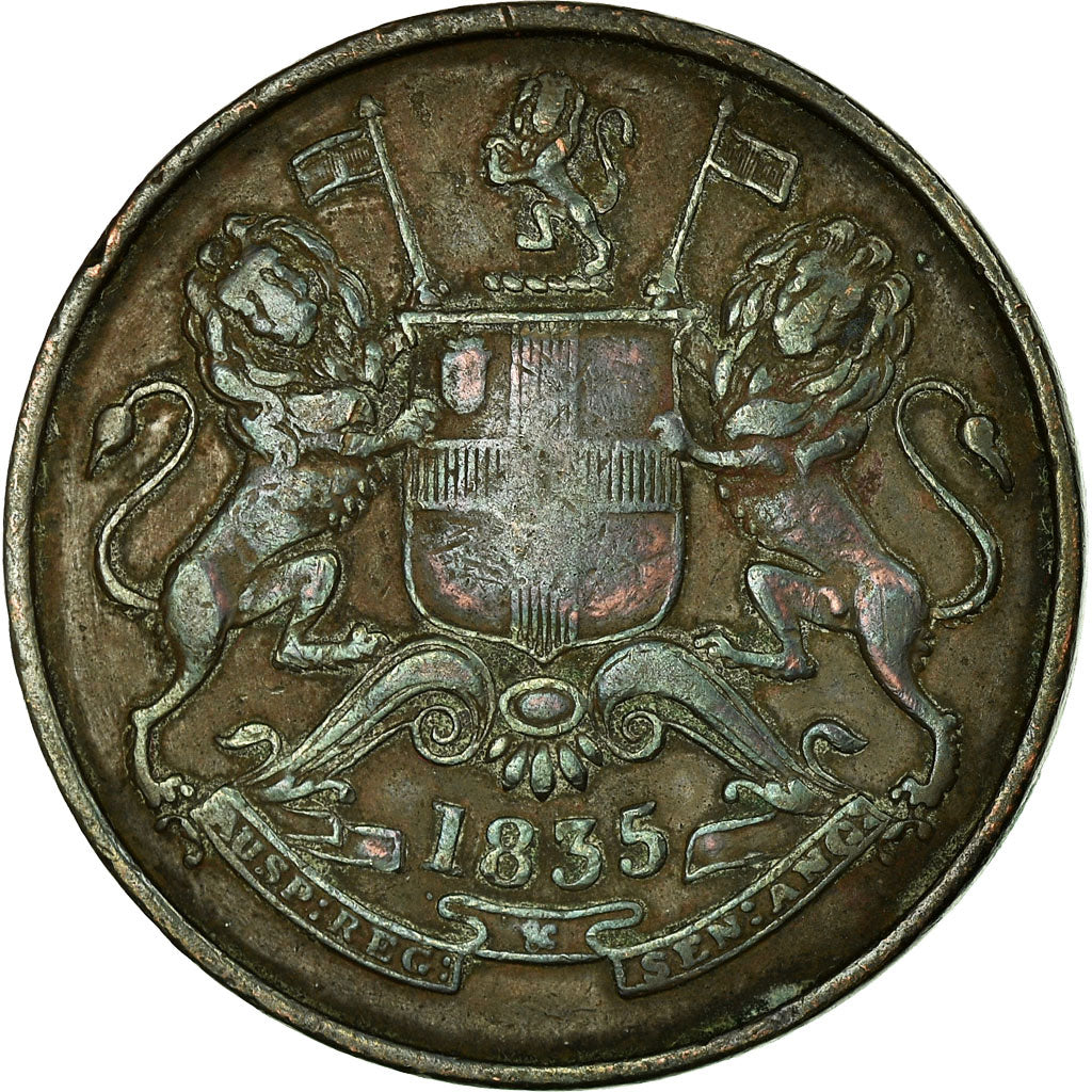 Coin, INDIA-BRITISH, 1/2 Anna, 1835, VF(30-35), Copper, KM:447.1