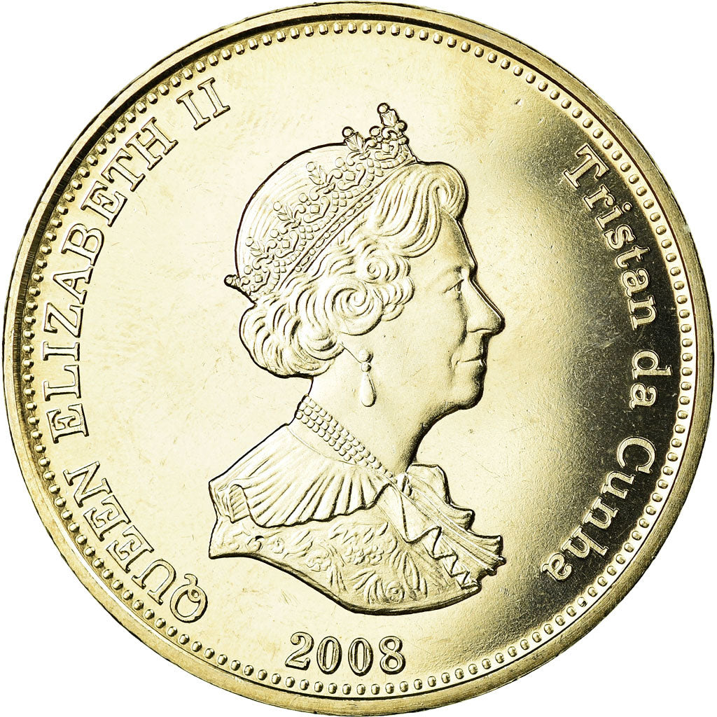 Coin, Tristan Da Cunha, Elizabeth II, Crown, 2008, Franklin Mint, MS(60-62)
