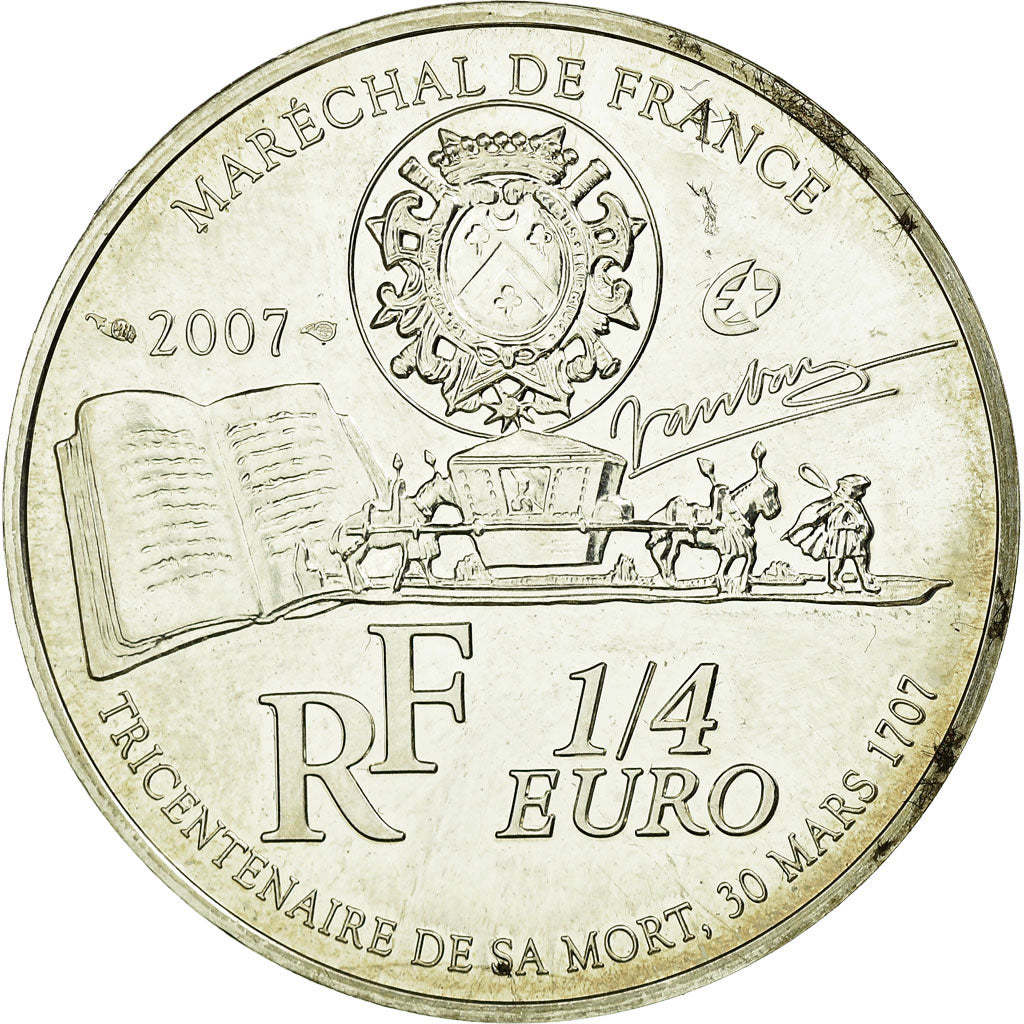 France, 1/4 Euro, 2007, AU(55-58), Silver, Gadoury:EU252, KM:1461