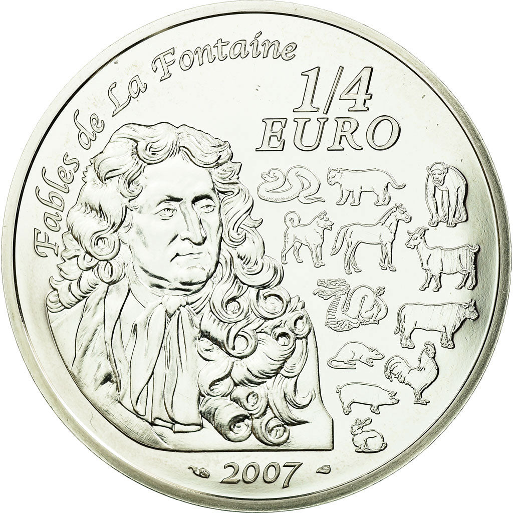 France, 1/4 Euro, 2007, MS(65-70), Silver, Gadoury:EU236, KM:1417