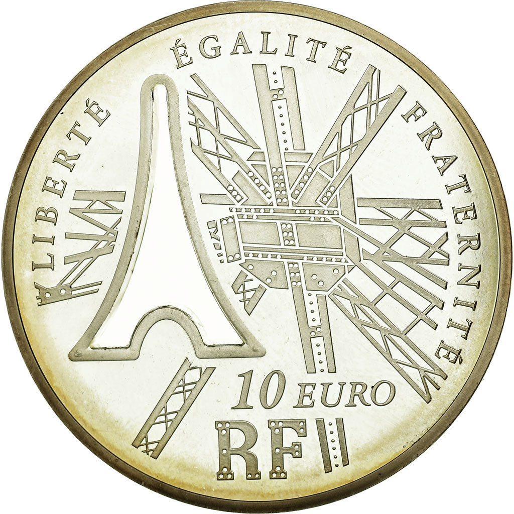 France, 10 Euro, Gustave Eiffel, 2009, BE, MS(63), Silver, Gadoury:EU368