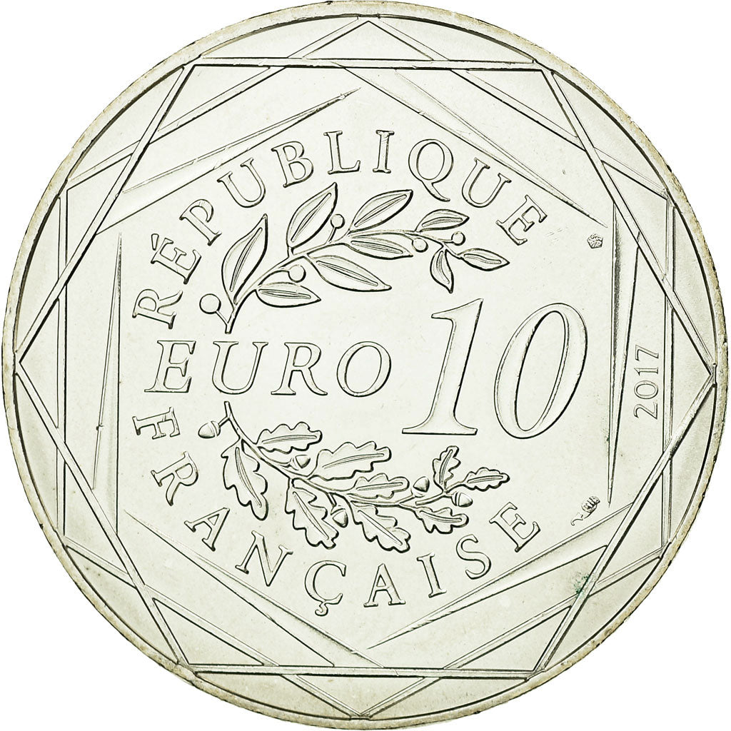 France, 10 Euro, La Champagne pétillante, 2017, MS(63), Silver