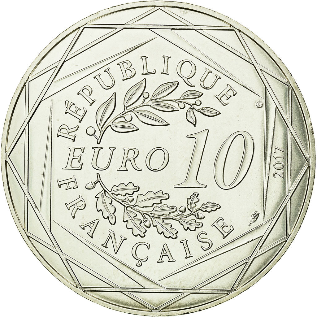 France, 10 Euro, La Côte d'Azur légendaire, 2017, MS(63), Silver
