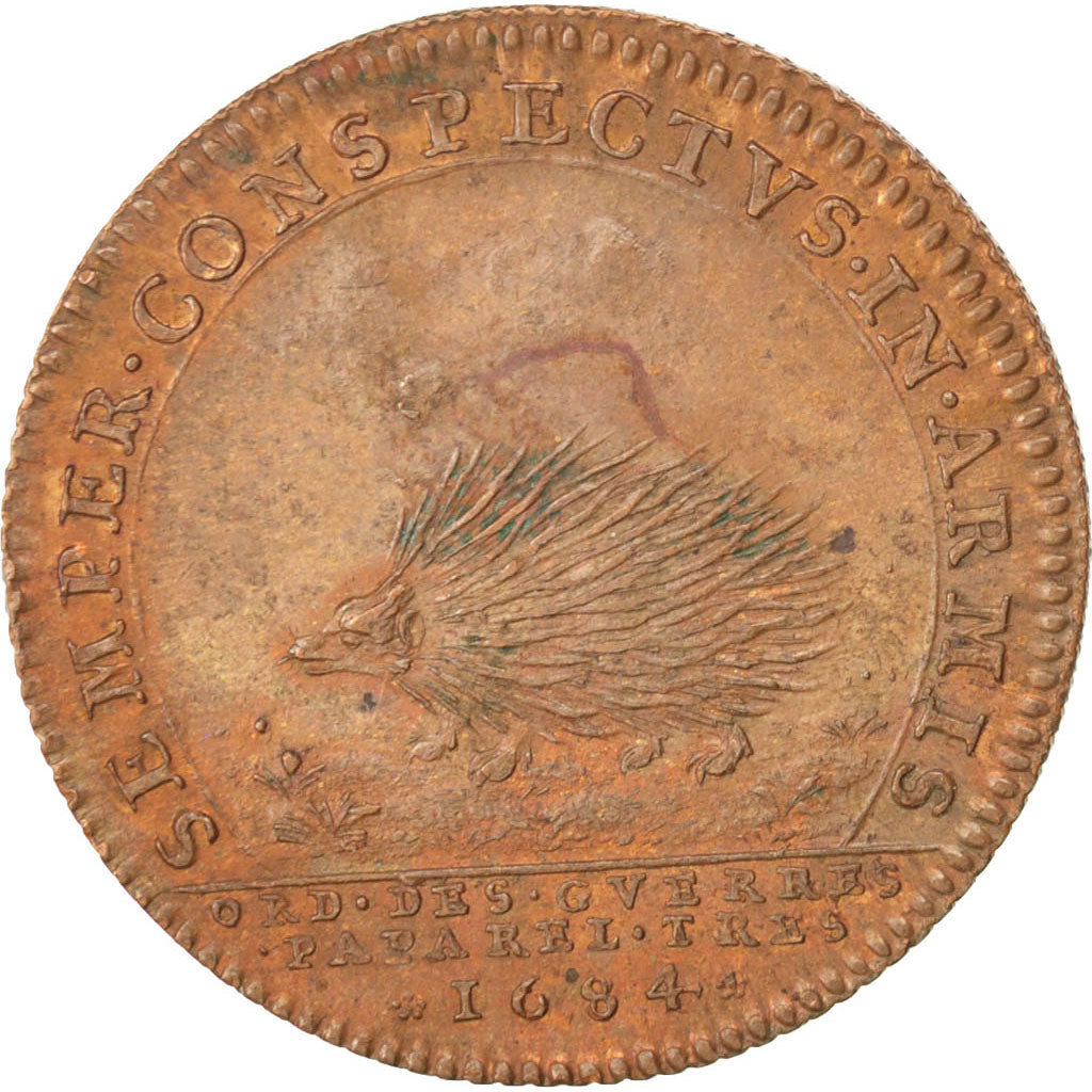 France, Royal, Token, 1684, MS(65-70), Copper, Feuardent #929, 6.85