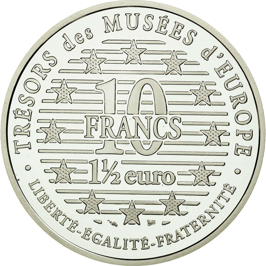 Moeda, França, La Maja vestida, 10 Francs-1.5 Euro, 1996, Paris, BE, MS(65-70)