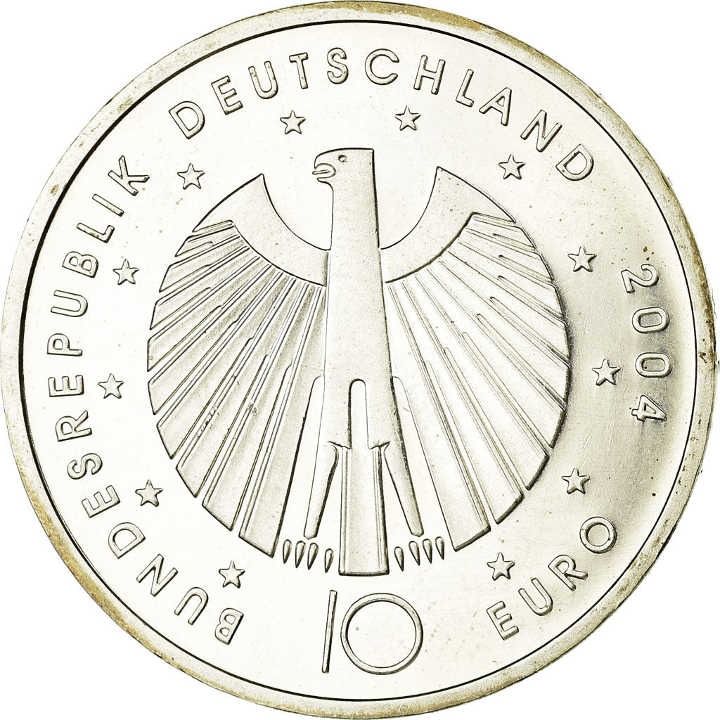 GERMANY - FEDERAL REPUBLIC, 10 Euro, 2004, MS(63), Silver, KM:229