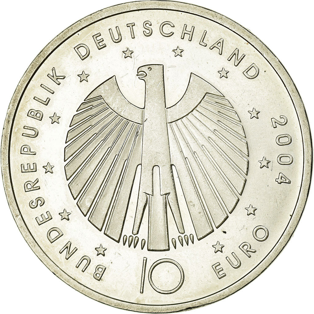 GERMANY - FEDERAL REPUBLIC, 10 Euro, 2004, AU(55-58), Silver, KM:229