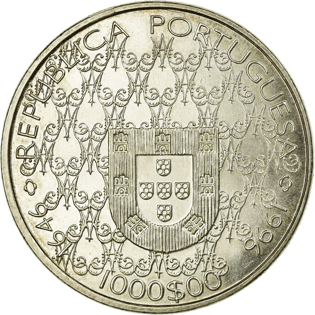 Coin, Portugal, 1000 Escudos, 1996, Lisbon, AU(55-58), Silver, KM:696