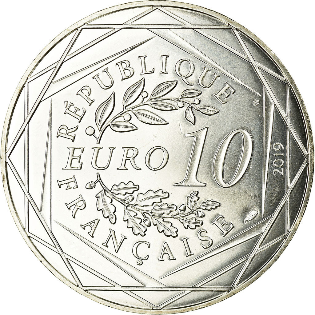 France, 10 Euro, Les Templiers, 2019, MS(64), Silver