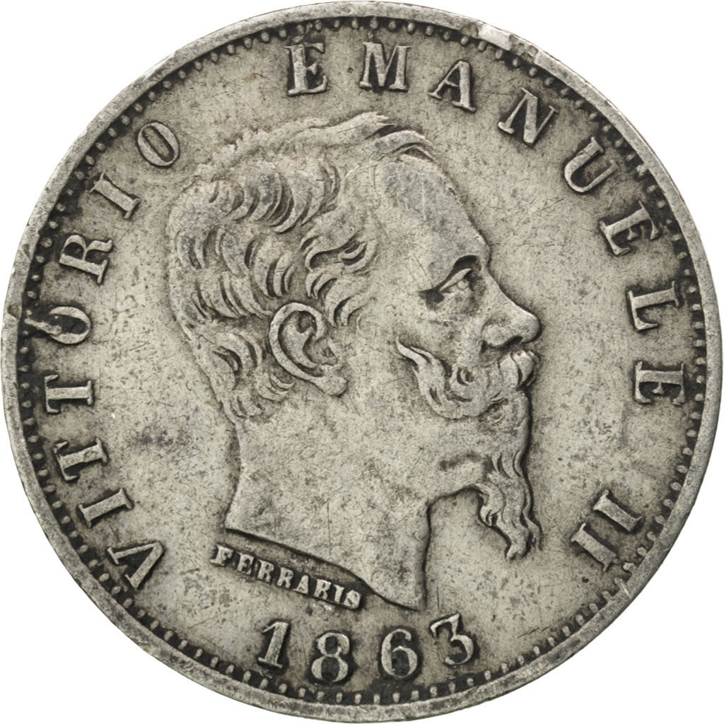 ITALY, 20 Centesimi, 1863, Milan, KM #13.1, EF(40-45), Silver, 1.02