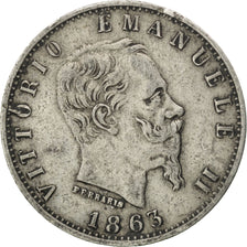 ITALY, 20 Centesimi, 1863, Milan, KM #13.1, EF(40-45), Silver, 1.02