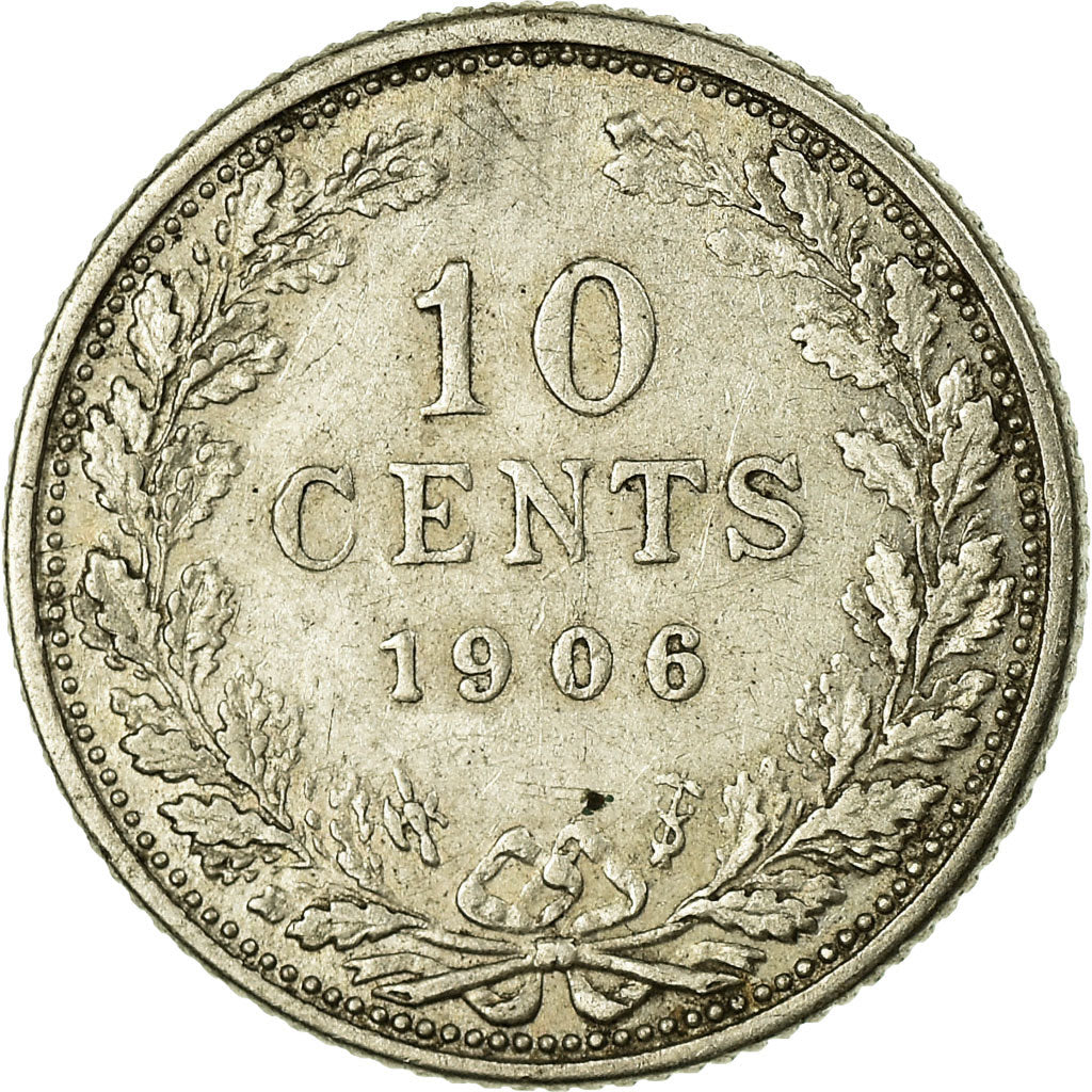 Coin, Netherlands, Wilhelmina I, 10 Cents, 1906, VF(20-25), Silver, KM:136