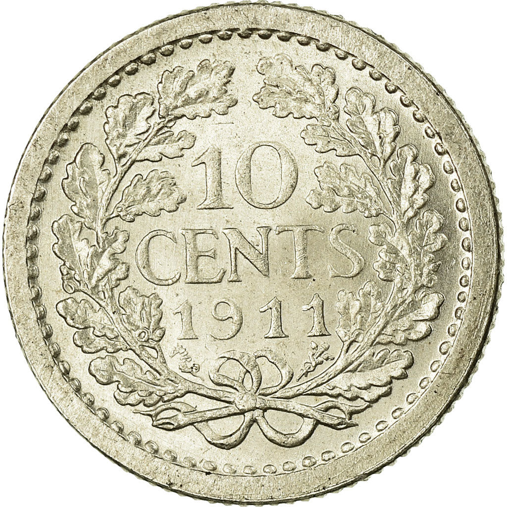Coin, Netherlands, Wilhelmina I, 10 Cents, 1911, VF(30-35), Silver, KM:145