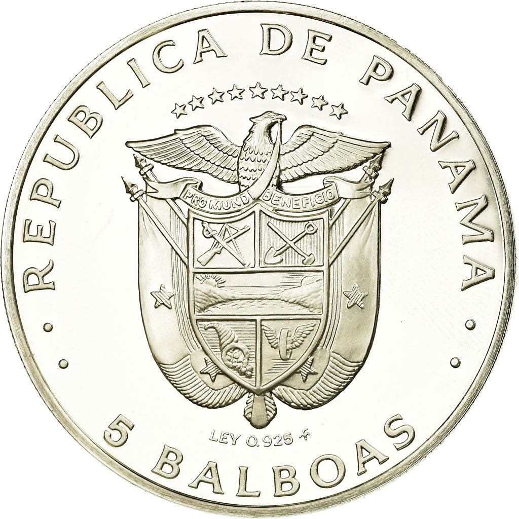 Moneda, Panamá, 5 Balboas, 1979, U.S. Mint, Proof, FDC, Plata, KM:40.1a