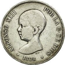 Moneta, Spagna, Alfonso XIII, 5 Pesetas, 1888, Madrid, MB+, Argento, KM:689