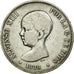 Moneta, Spagna, Alfonso XIII, 5 Pesetas, 1888, Madrid, MB+, Argento, KM:689