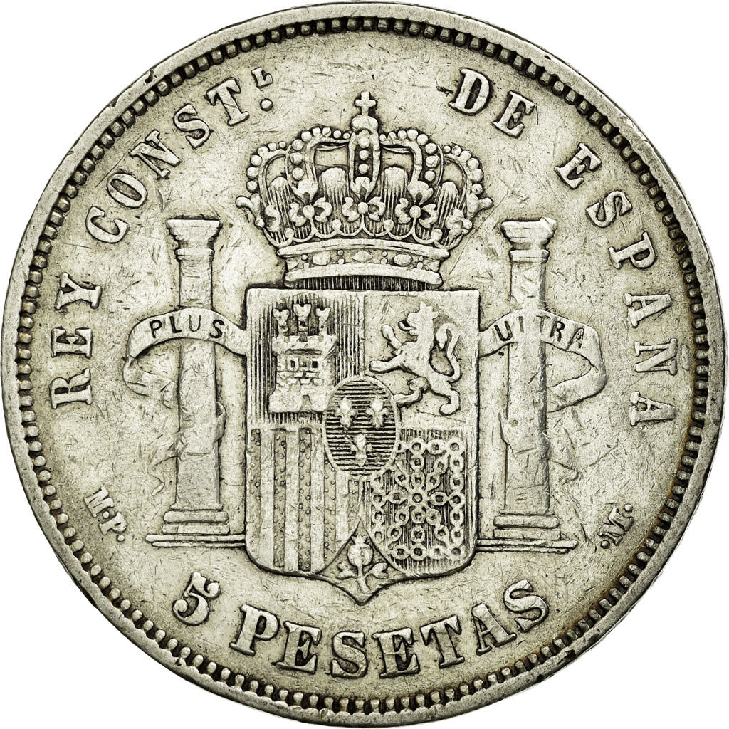 Moneta, Spagna, Alfonso XIII, 5 Pesetas, 1888, Madrid, MB+, Argento, KM:689