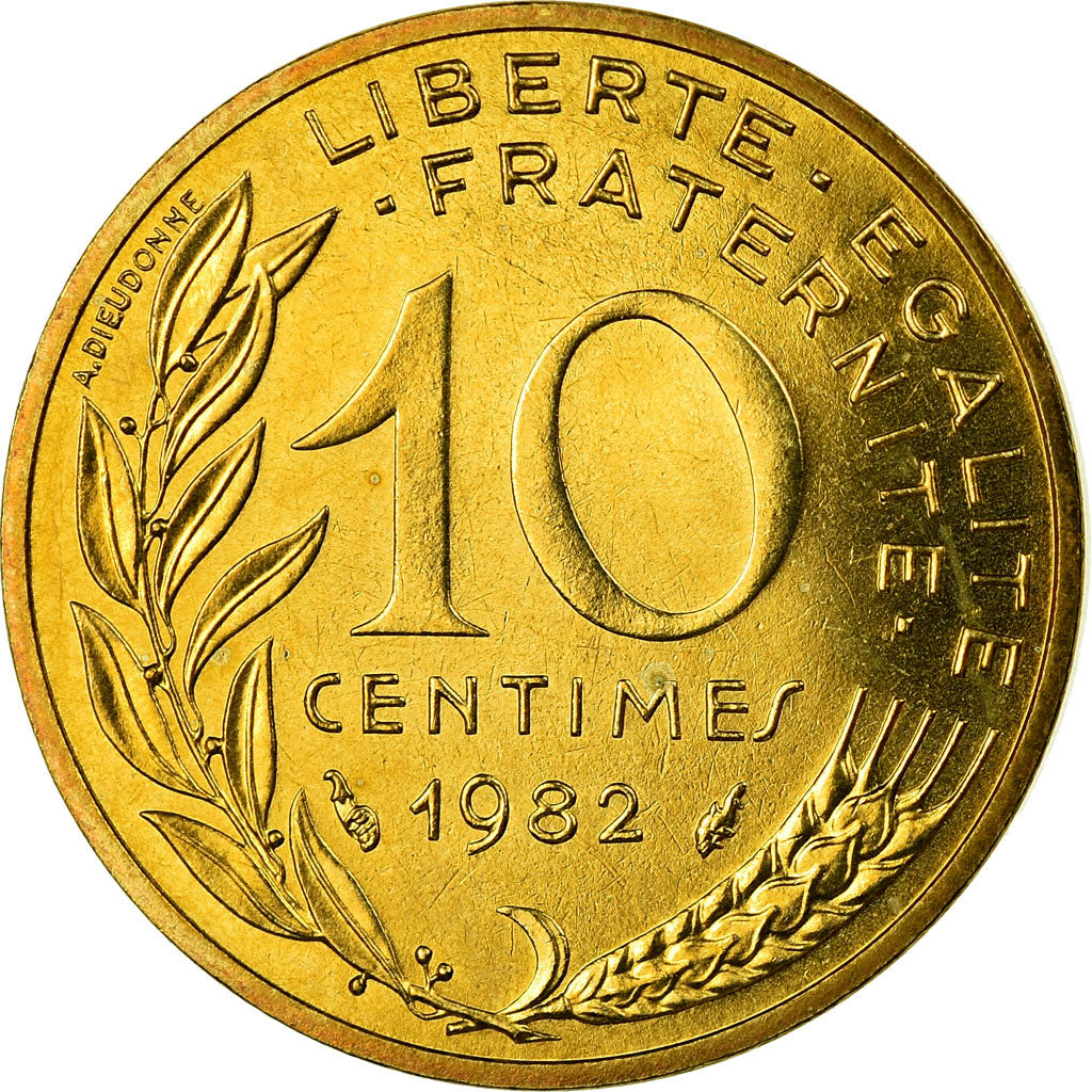 Munten, Frankrijk, Marianne, 10 Centimes, 1982, Paris, FDC, Aluminum-Bronze