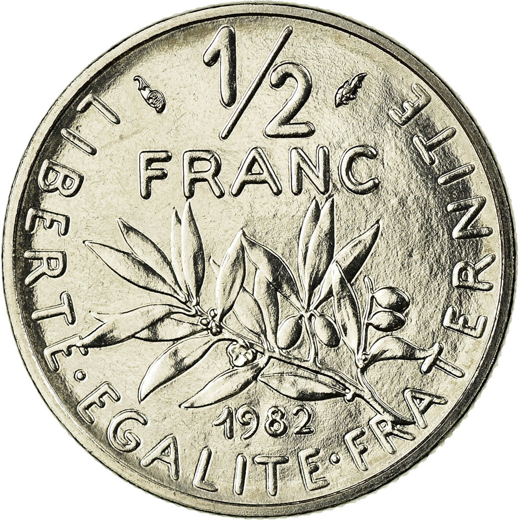 Moneta, Francja, Semeuse, 1/2 Franc, 1982, Paris, MS(65-70), Nikiel, KM:931.1