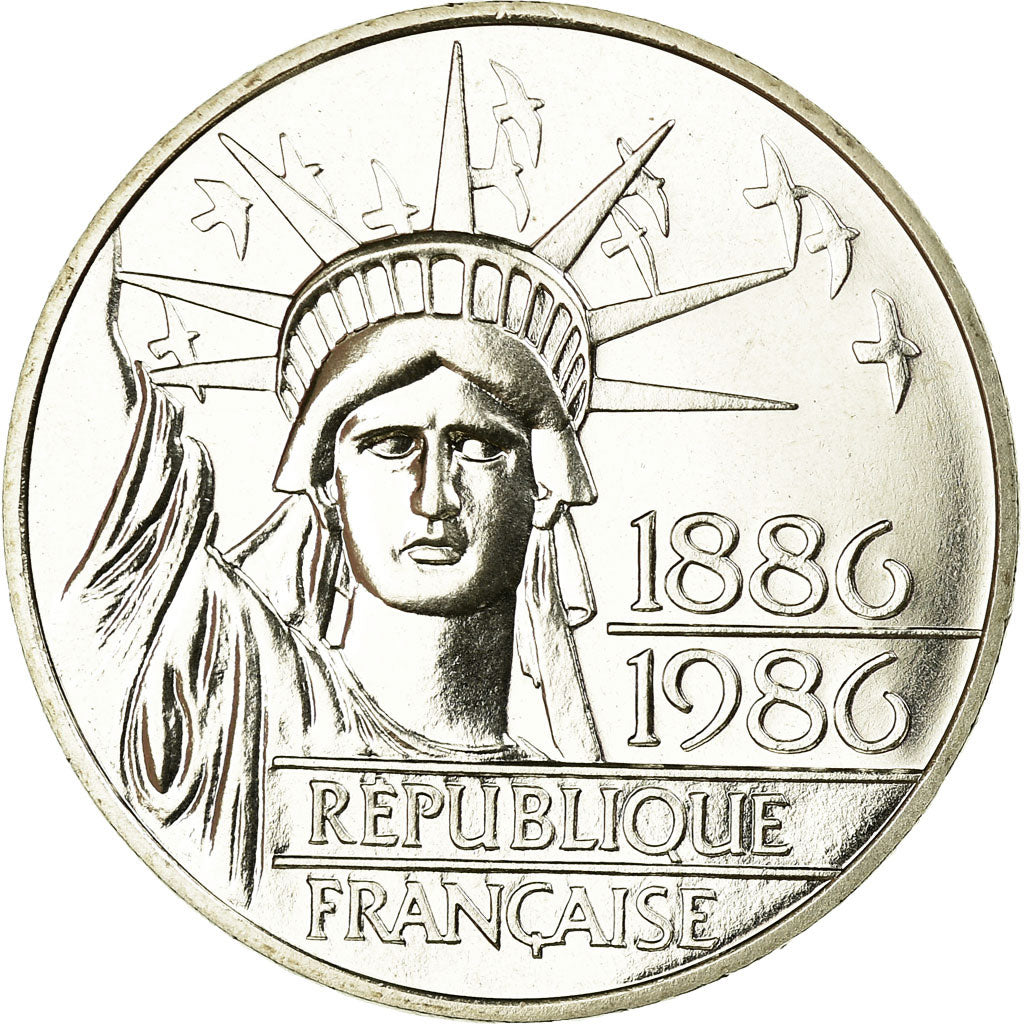 Coin, France, Statue de la Liberté, 100 Francs, 1986, MS(65-70), Silver